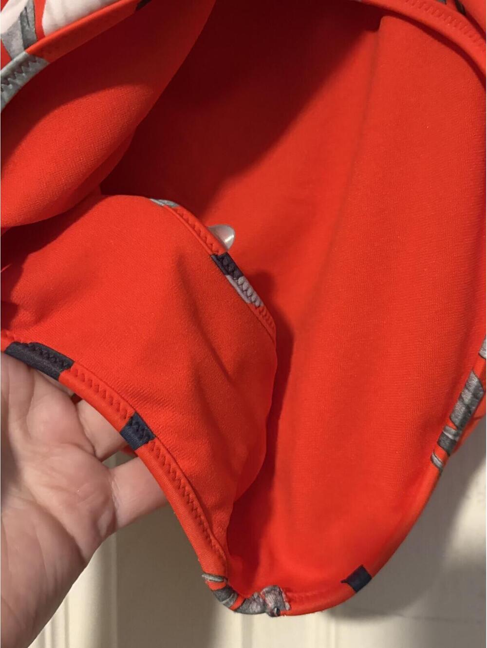 Athleta Waimea Floral Halter Plunge One Piece Swimsuit Cherry Red White Floral - Picture 4 of 6
